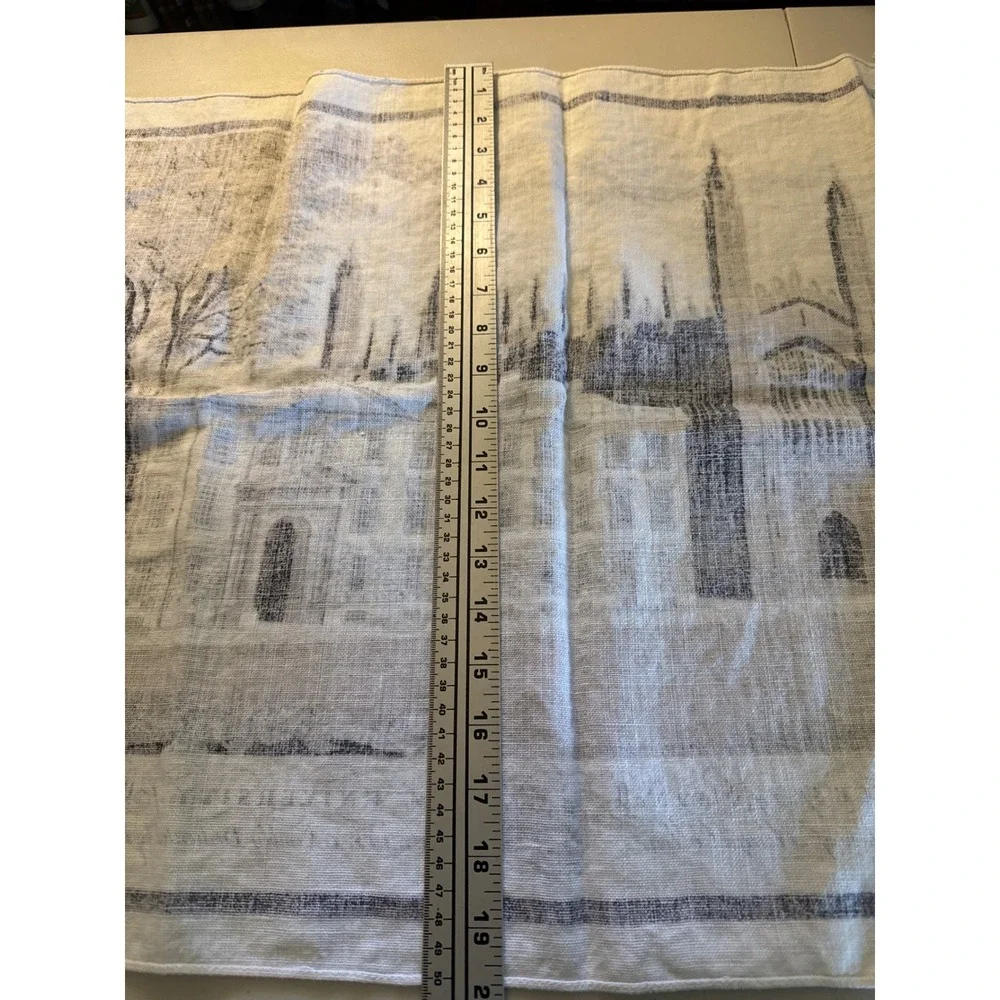 Vintage Pure Irish Linen Tea Towel Kings College University of Cambridge Print